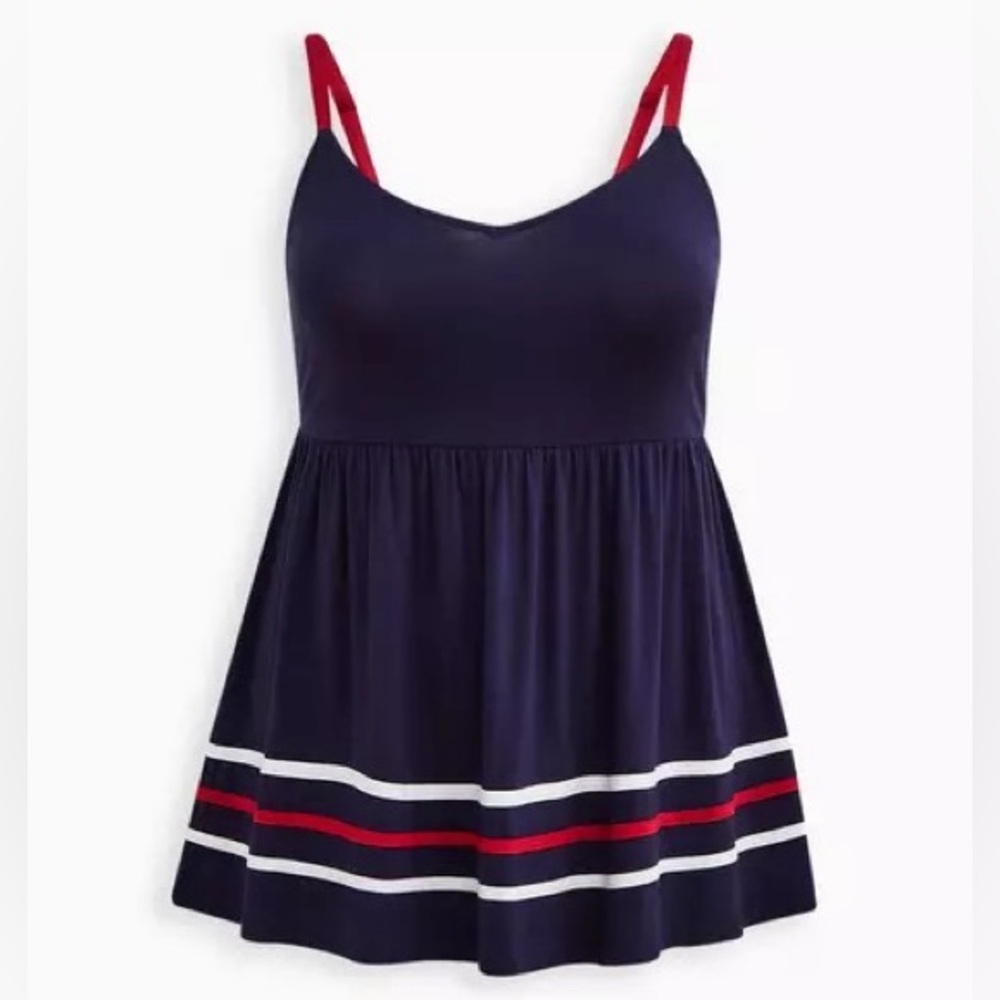 Torrid Supersoft V-Neck Americana Babydoll Top - Torrid Size 3 (22-24, 3X)